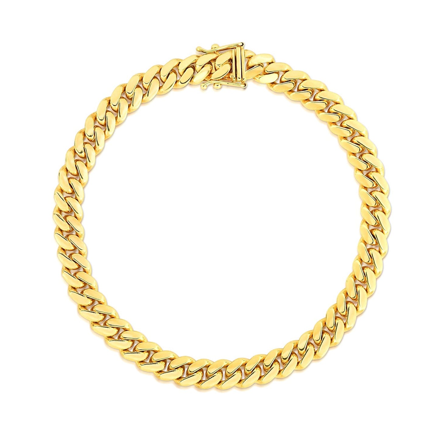 7.0mm 14k Yellow Gold Classic Miami Cuban Solid Bracelet-1