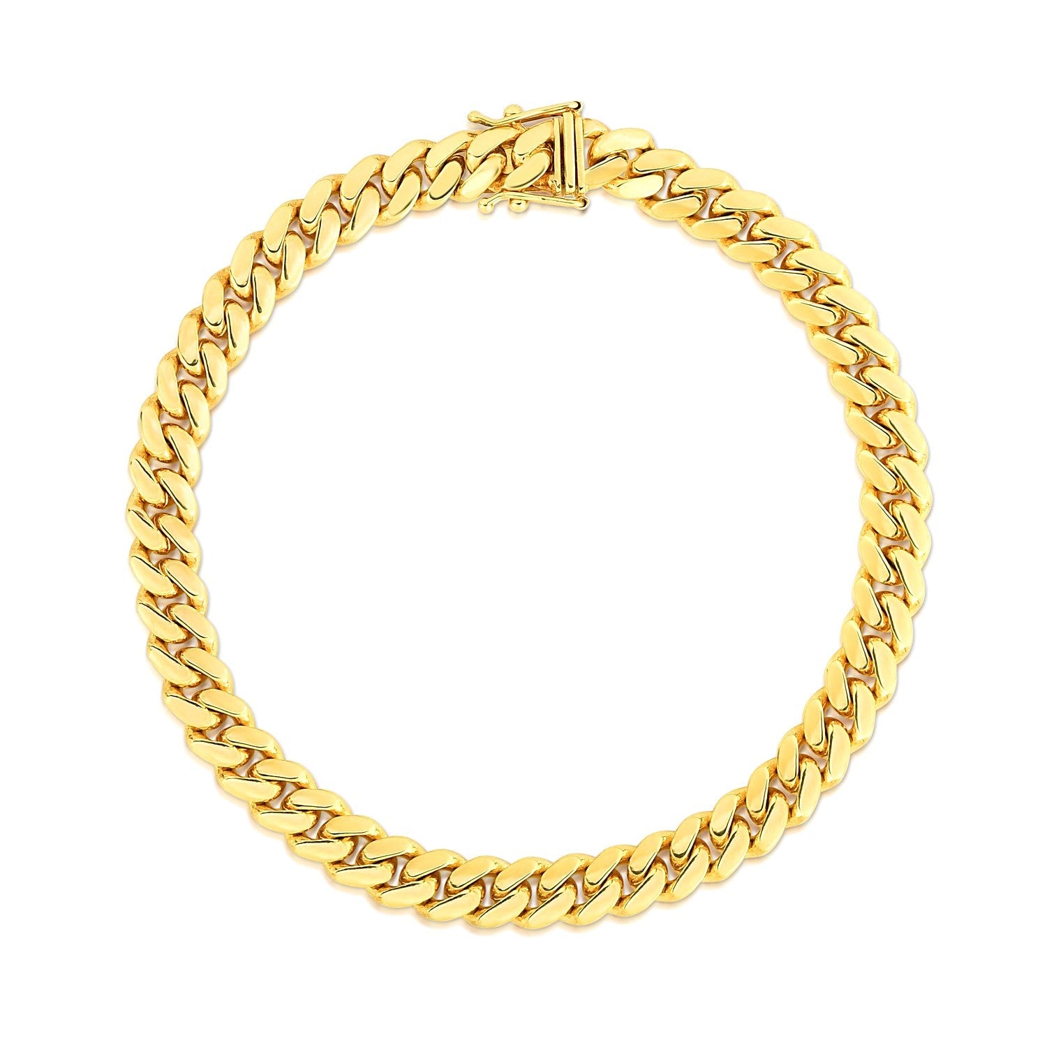 7.0mm 14k Yellow Gold Classic Miami Cuban Solid Bracelet-1
