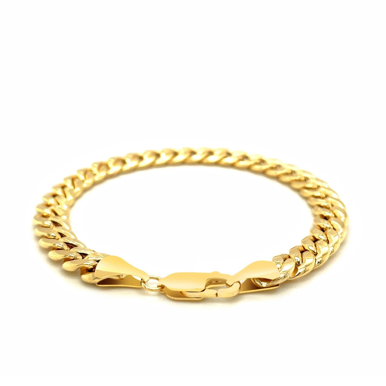 7.8mm 14k Yellow Gold Miami Cuban Semi Solid Bracelet-1