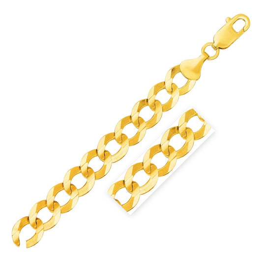 14k Yellow Gold Solid Curb Bracelet 12.18mm-0