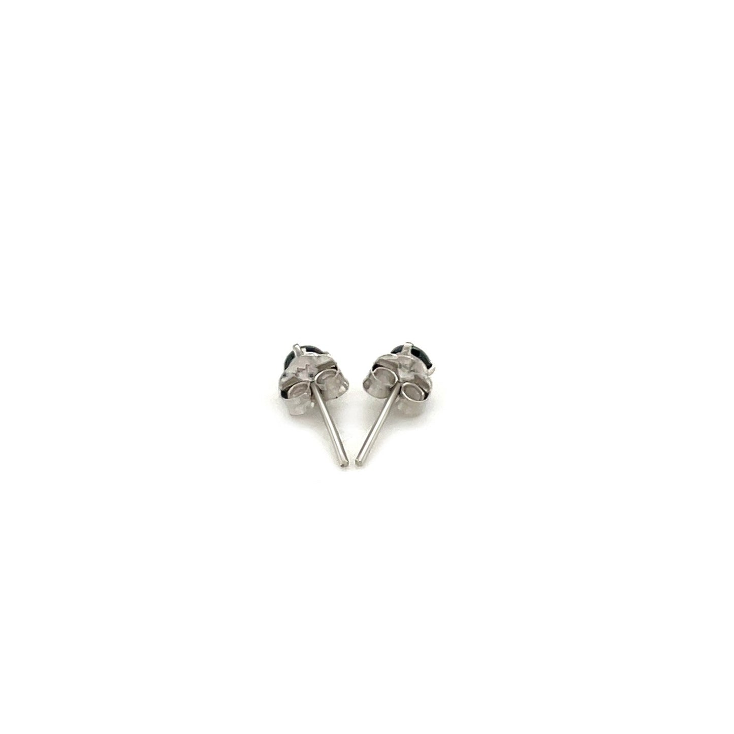 14k White Gold Black 3mm Faceted Cubic Zirconia Stud Earrings-2