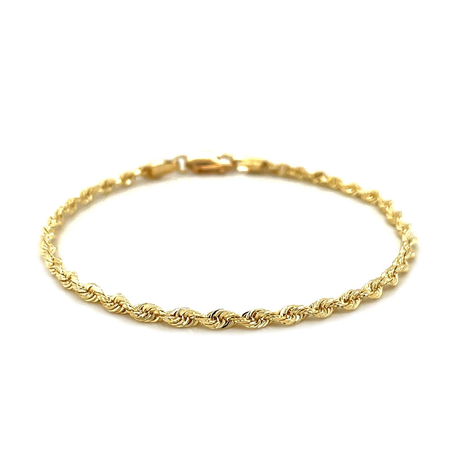 2.75mm 10k Yellow Gold Solid Diamond Cut Rope Bracelet-1