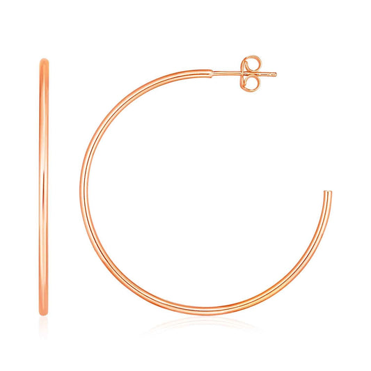 14k Rose Gold Polished Hoop Earrings-0