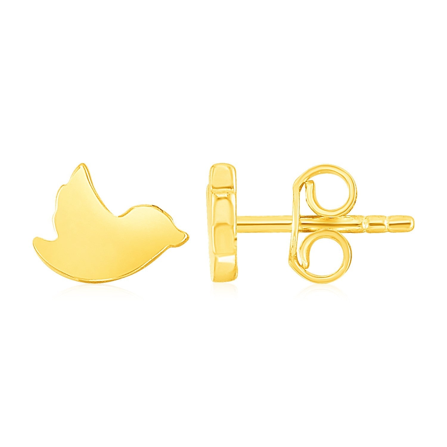 14k Yellow Gold Dove Stud Earrings-0