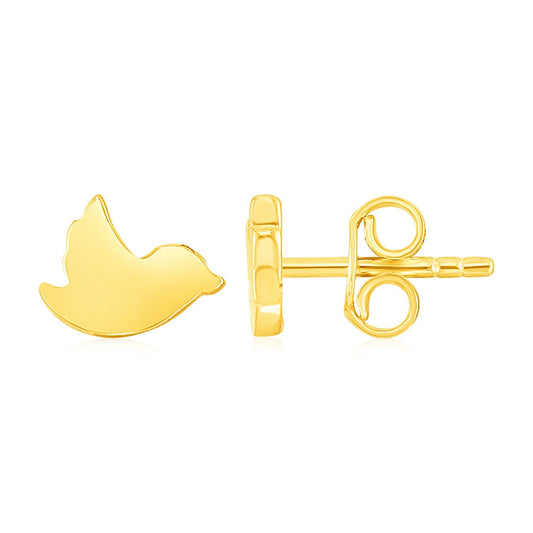 14k Yellow Gold Dove Stud Earrings-0