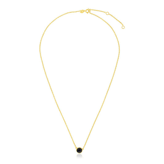 14k Yellow Gold 17 inch Necklace with Round Onyx-0