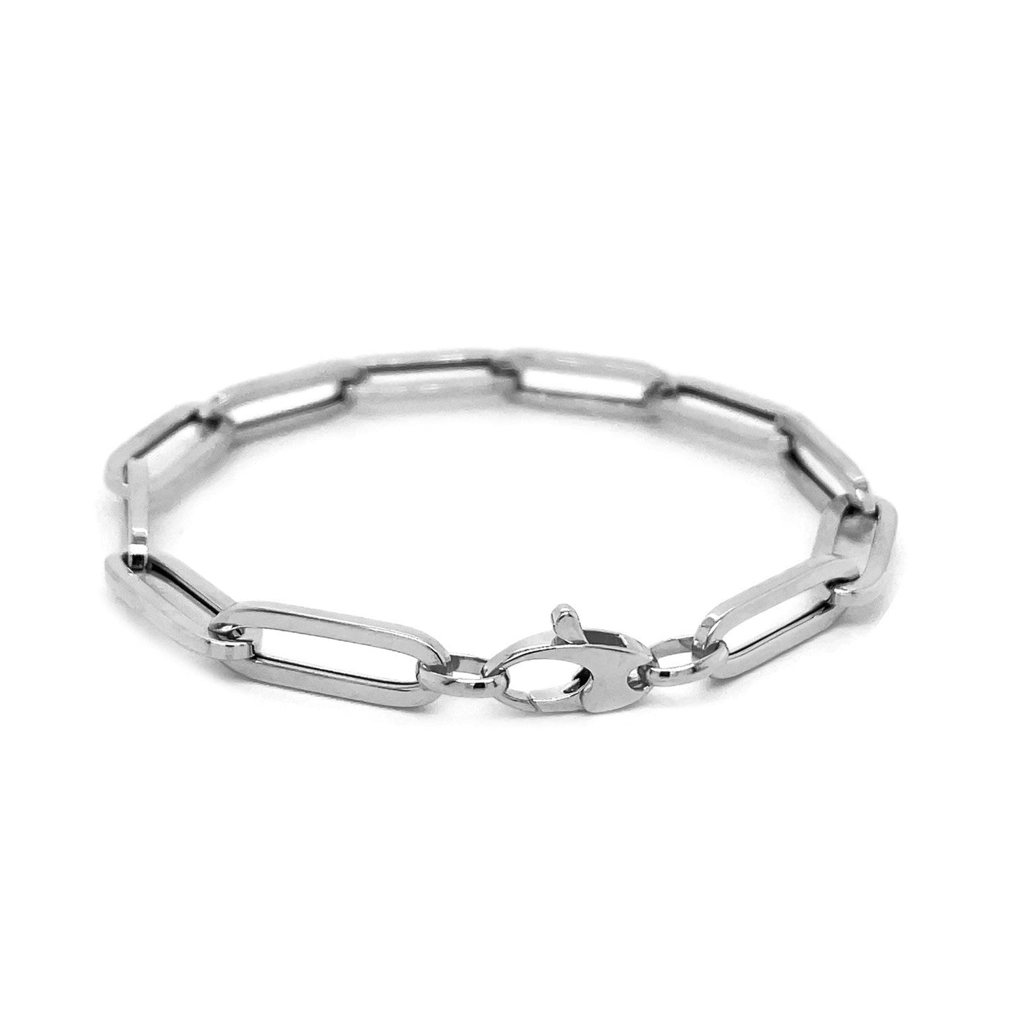 14K White Gold Extra Wide Paperclip Chain Bracelet-1