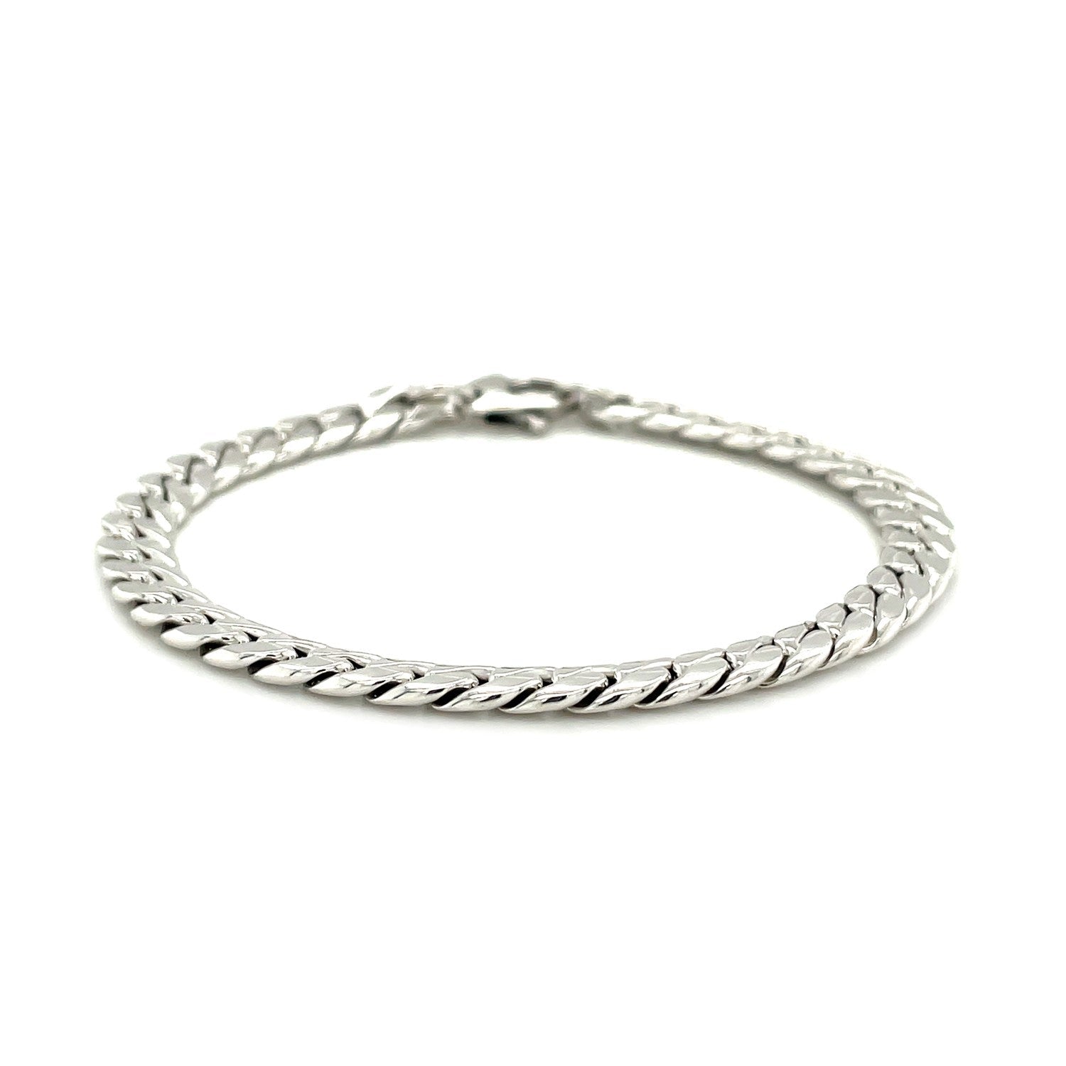 14K White Gold Cuban Link Bracelet-1