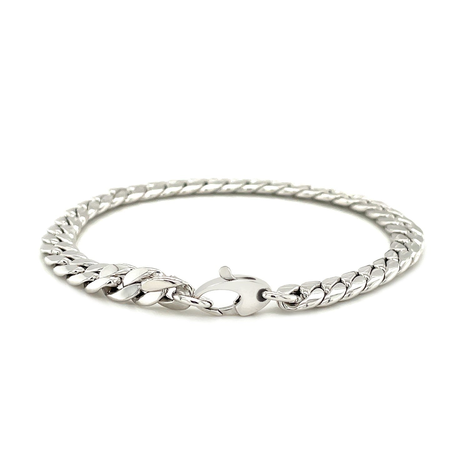 14K White Gold Cuban Link Bracelet-2