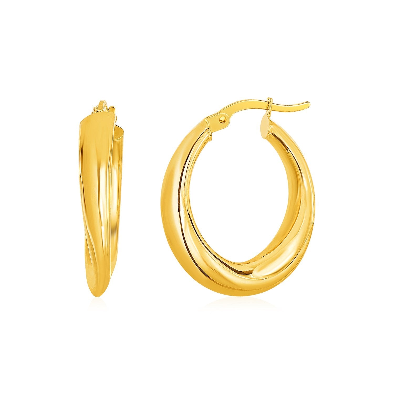 14k Yellow Gold Oval Hoop Earrings-0