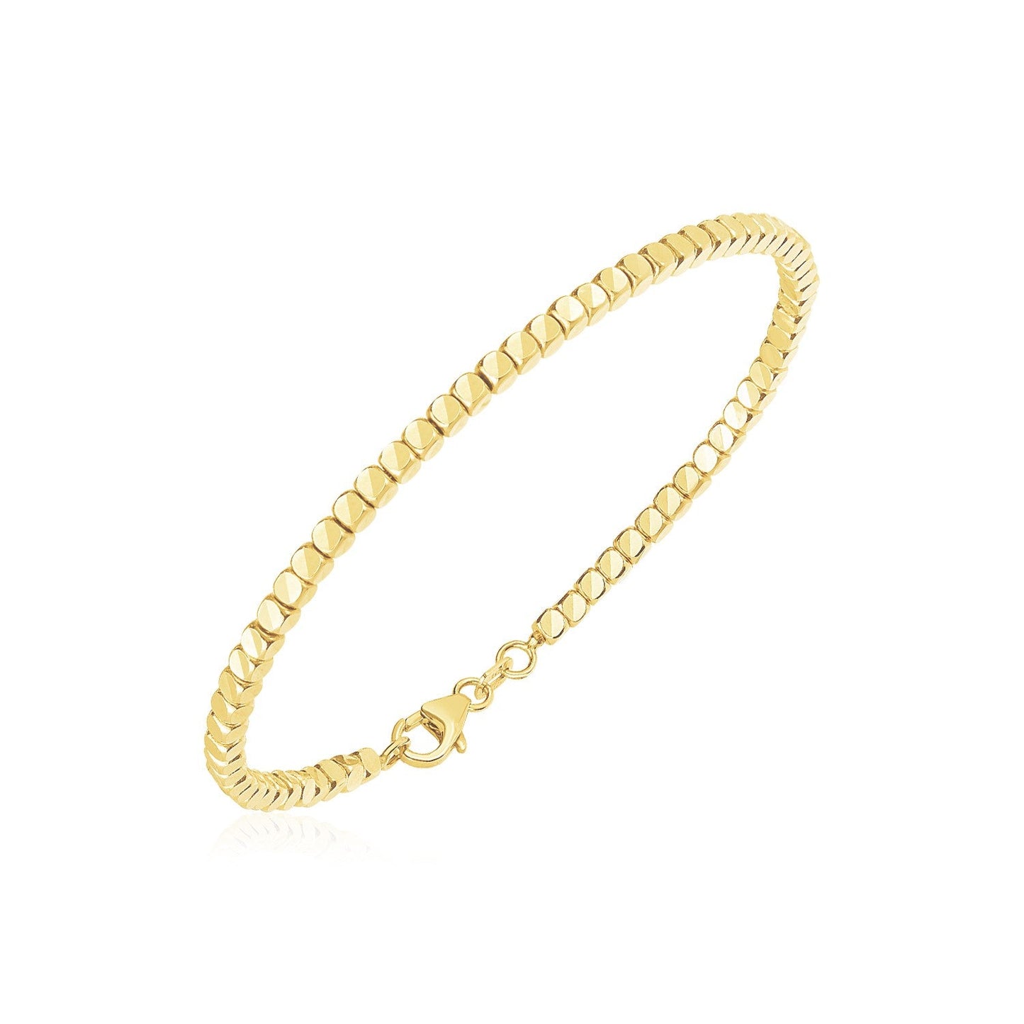 14k Yellow Gold High Polish Bead Cuff Bangle-0