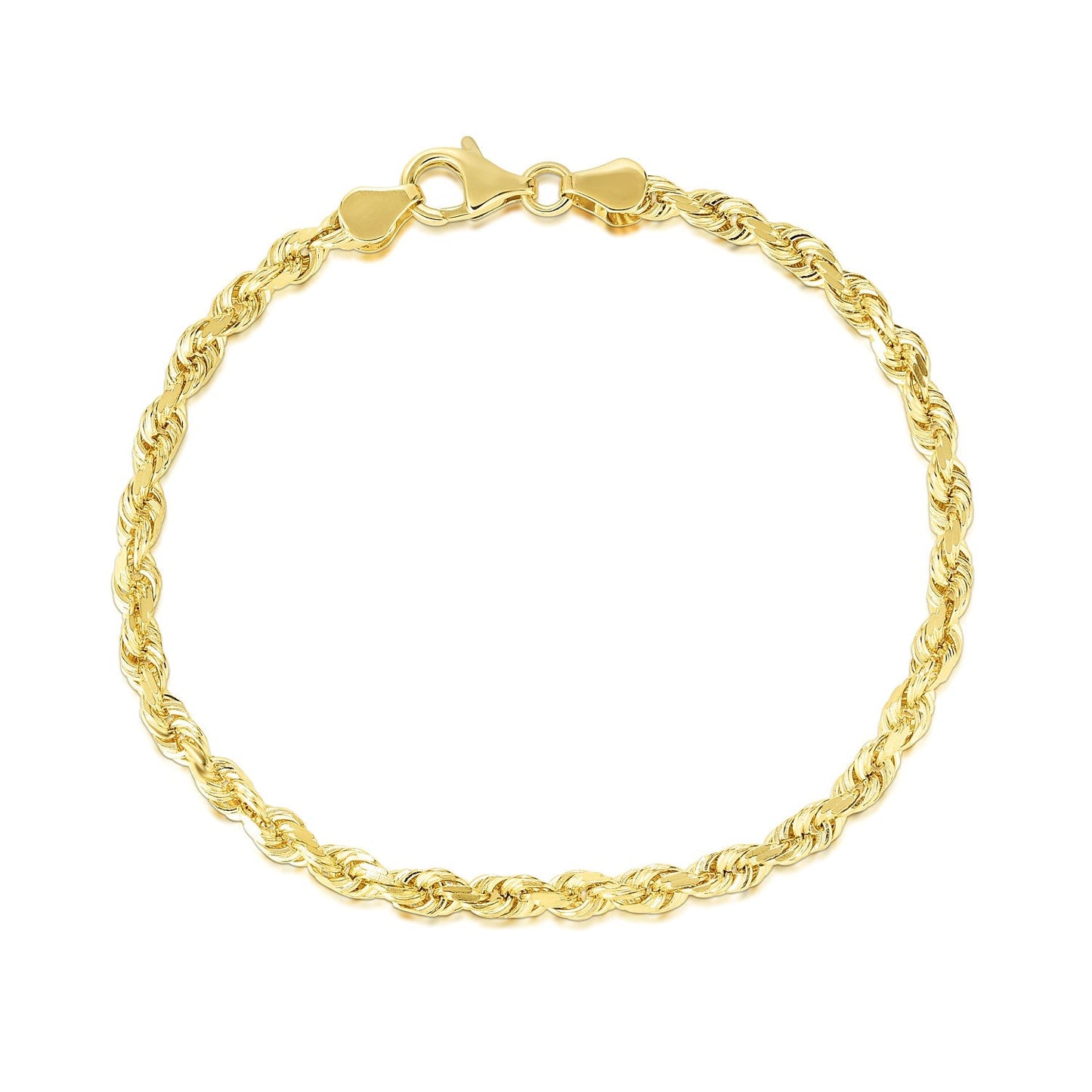 5.0mm 10k Yellow Gold Solid Diamond Cut Rope Bracelet-1
