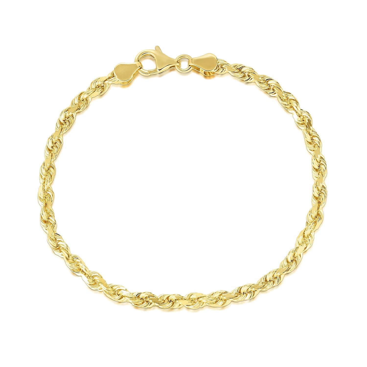 5.0mm 10k Yellow Gold Solid Diamond Cut Rope Bracelet-1