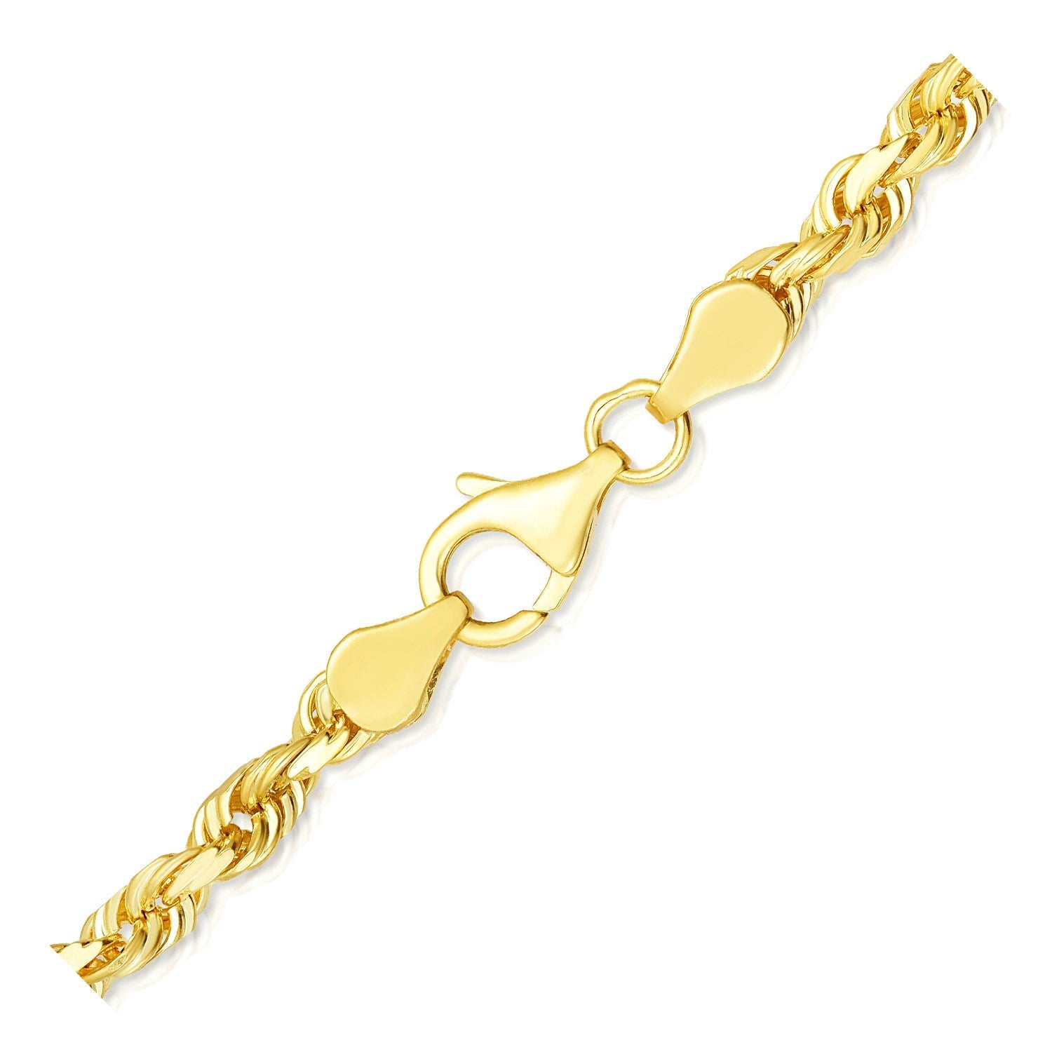 5.0mm 10k Yellow Gold Solid Diamond Cut Rope Bracelet-2