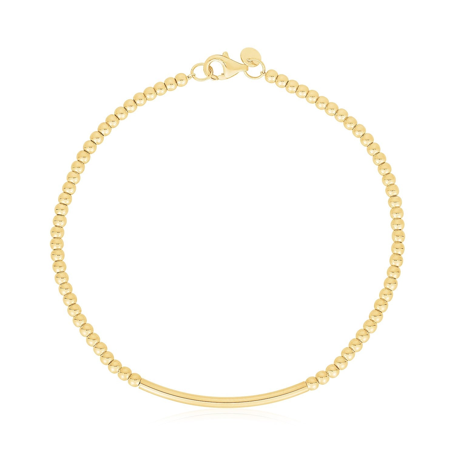 14k Yellow Gold High Polish Bead Bar Bracelet-0