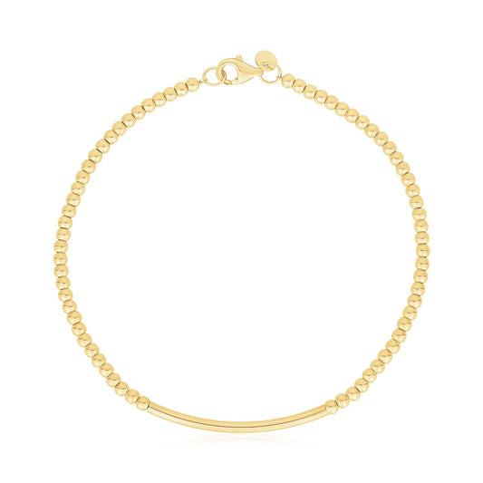 14k Yellow Gold High Polish Bead Bar Bracelet-0