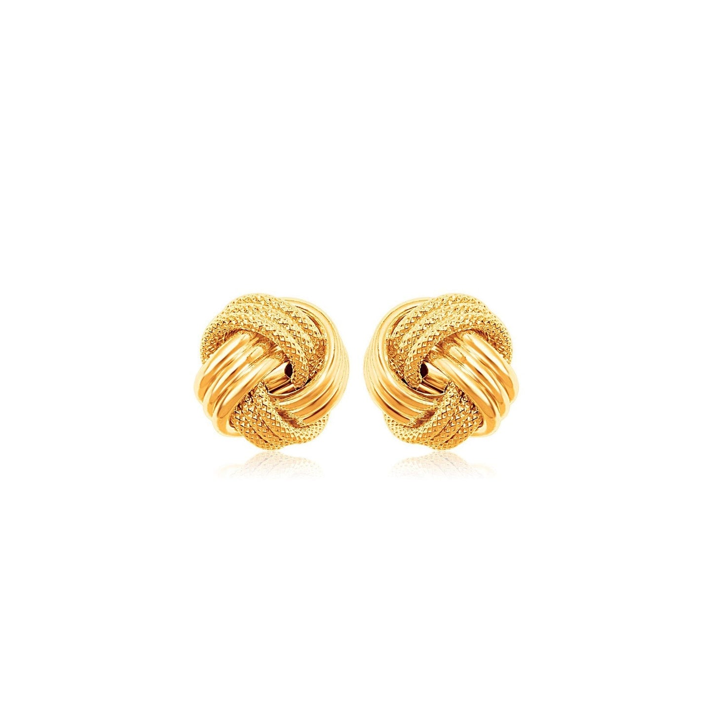 10k Yellow Gold Love Knot with Ridge Texture Earrings-0