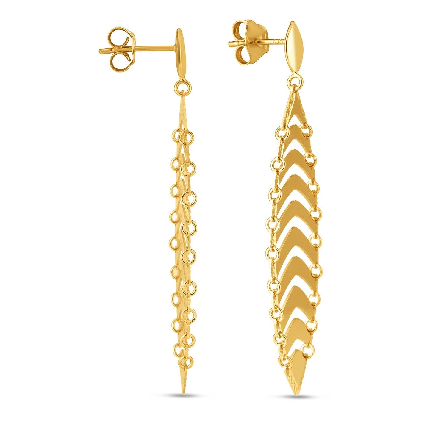 14k Yellow Gold Drop Leaf Earrings-1