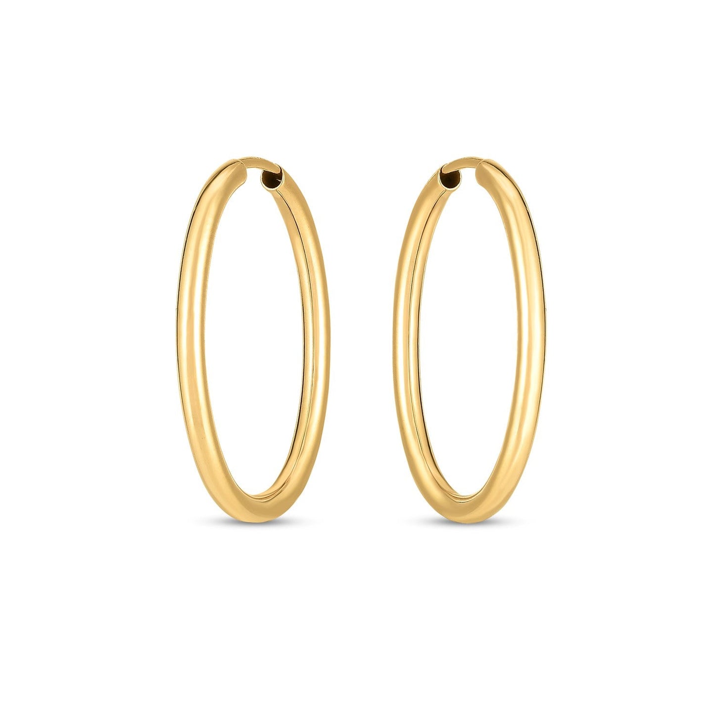 14k Yellow Gold Endless Oval Hoop Earrings-1