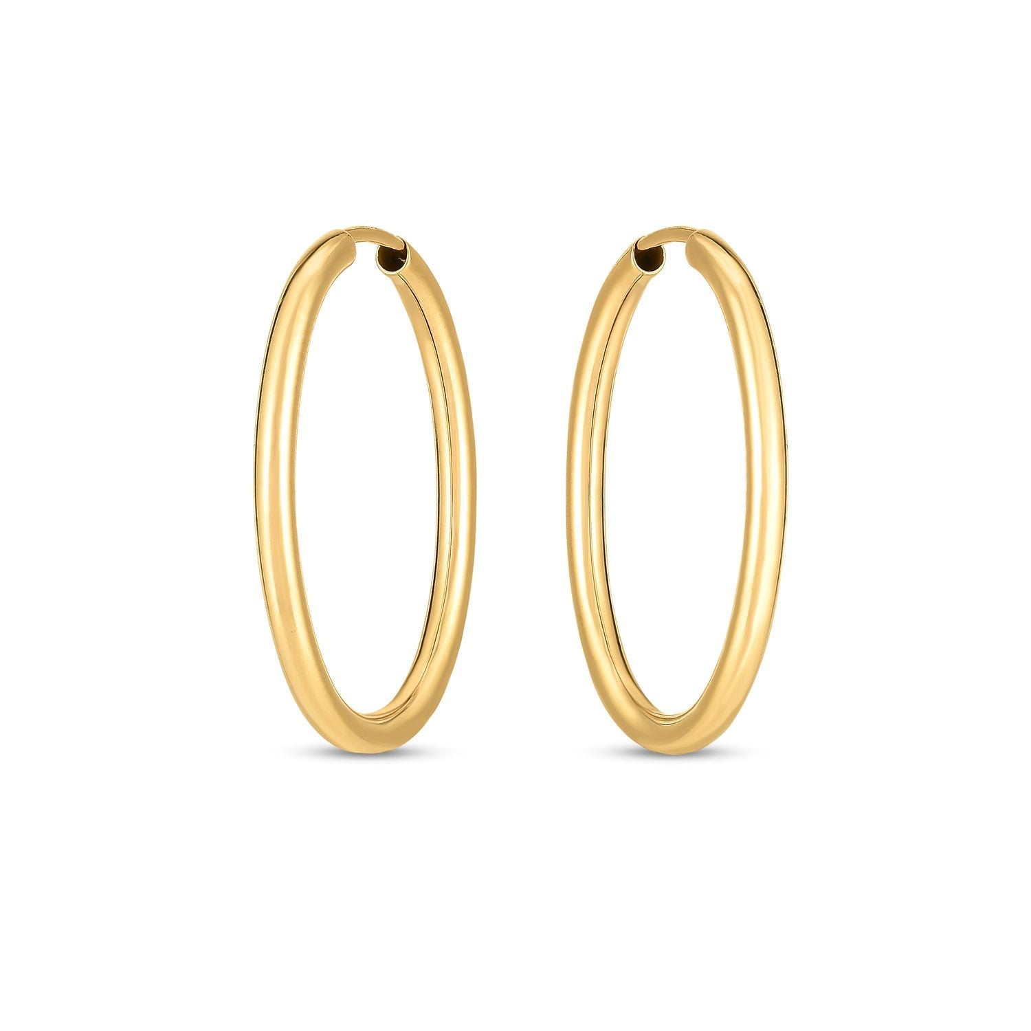 14k Yellow Gold Endless Oval Hoop Earrings-1