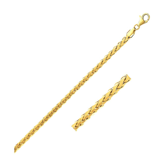 2.7mm 14k Yellow Gold Diamond Cut Round Franco Bracelet-0