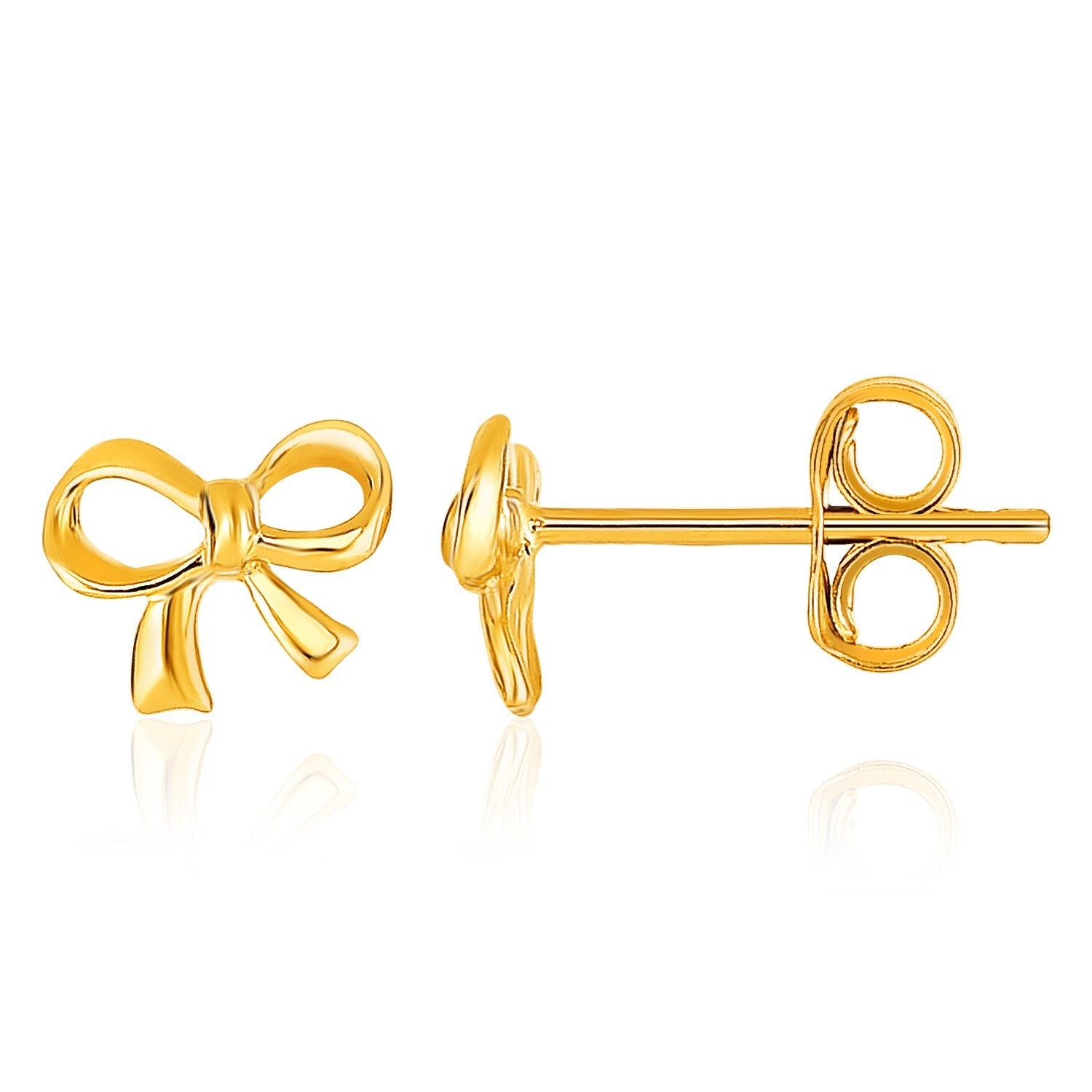 14k Yellow Gold Bow Style Post Earrings-0