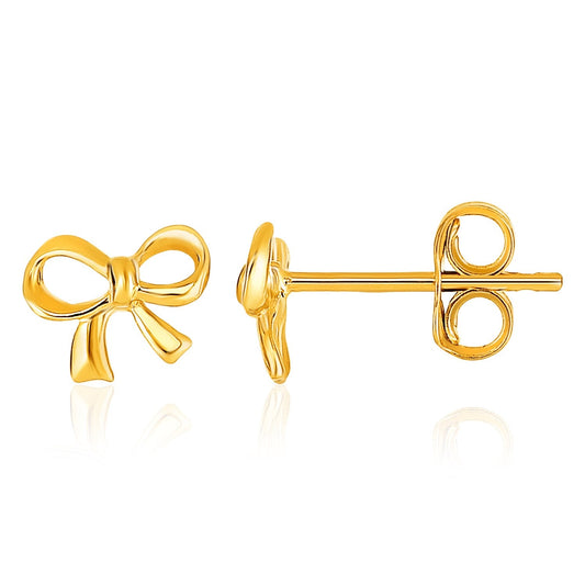 14k Yellow Gold Bow Style Post Earrings-0