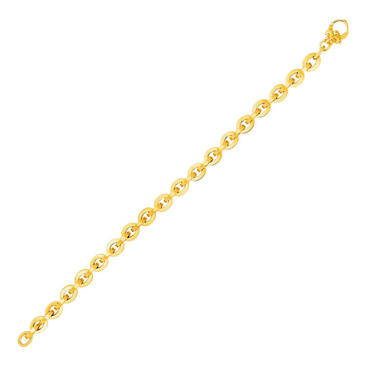 Shiny Oval Link Bracelet in 14k Yellow Gold-0