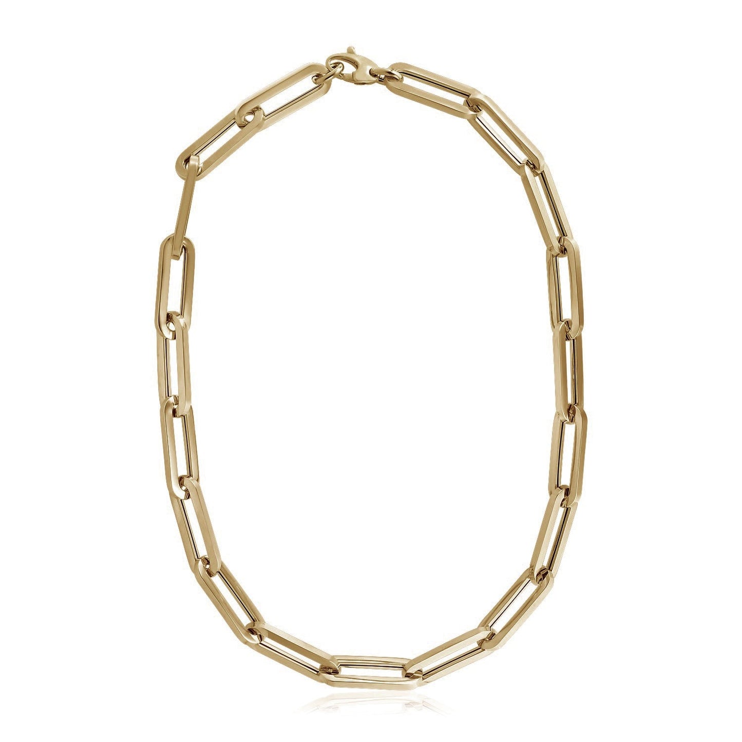 14k Yellow Gold Extra Wide Paperclip Chain Necklace-0