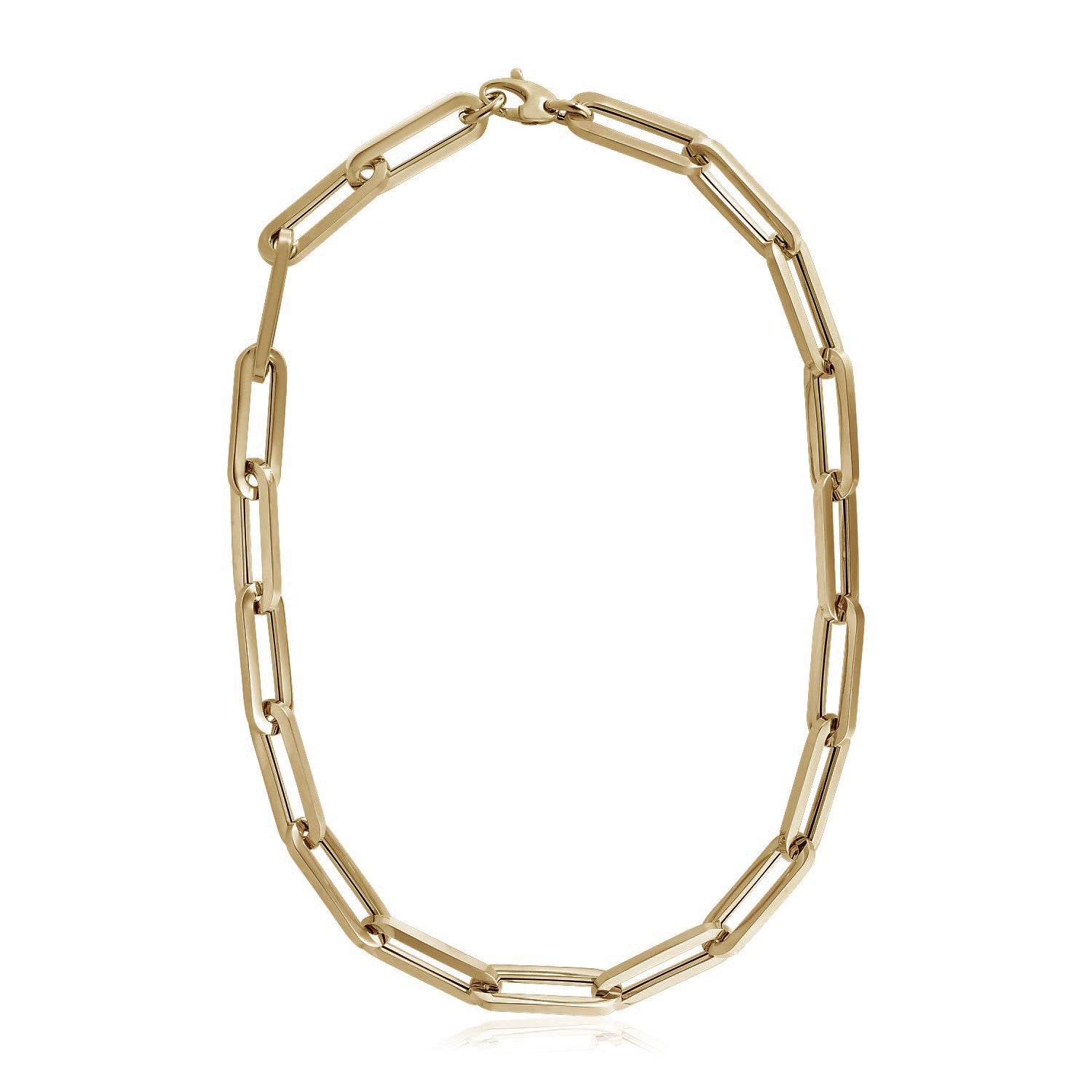 14k Yellow Gold Extra Wide Paperclip Chain Necklace-0