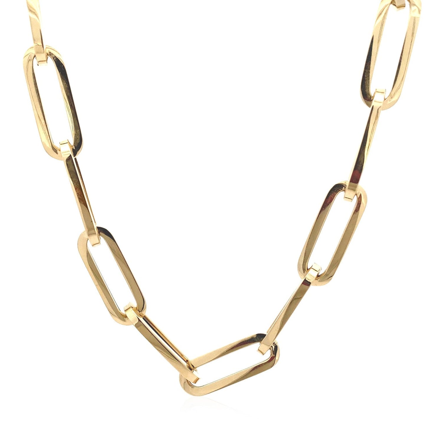 14k Yellow Gold Extra Wide Paperclip Chain Necklace-1