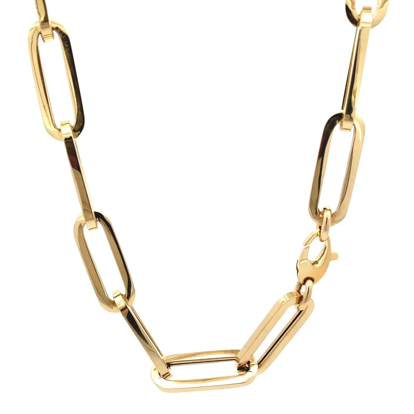14k Yellow Gold Extra Wide Paperclip Chain Necklace-2