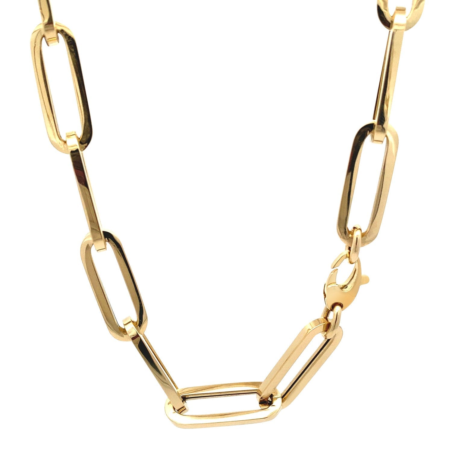 14k Yellow Gold Extra Wide Paperclip Chain Necklace-2