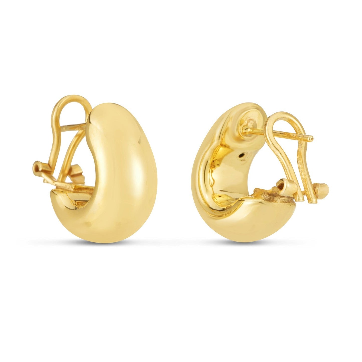 14k Yellow Gold Small Omega C Hoops-1