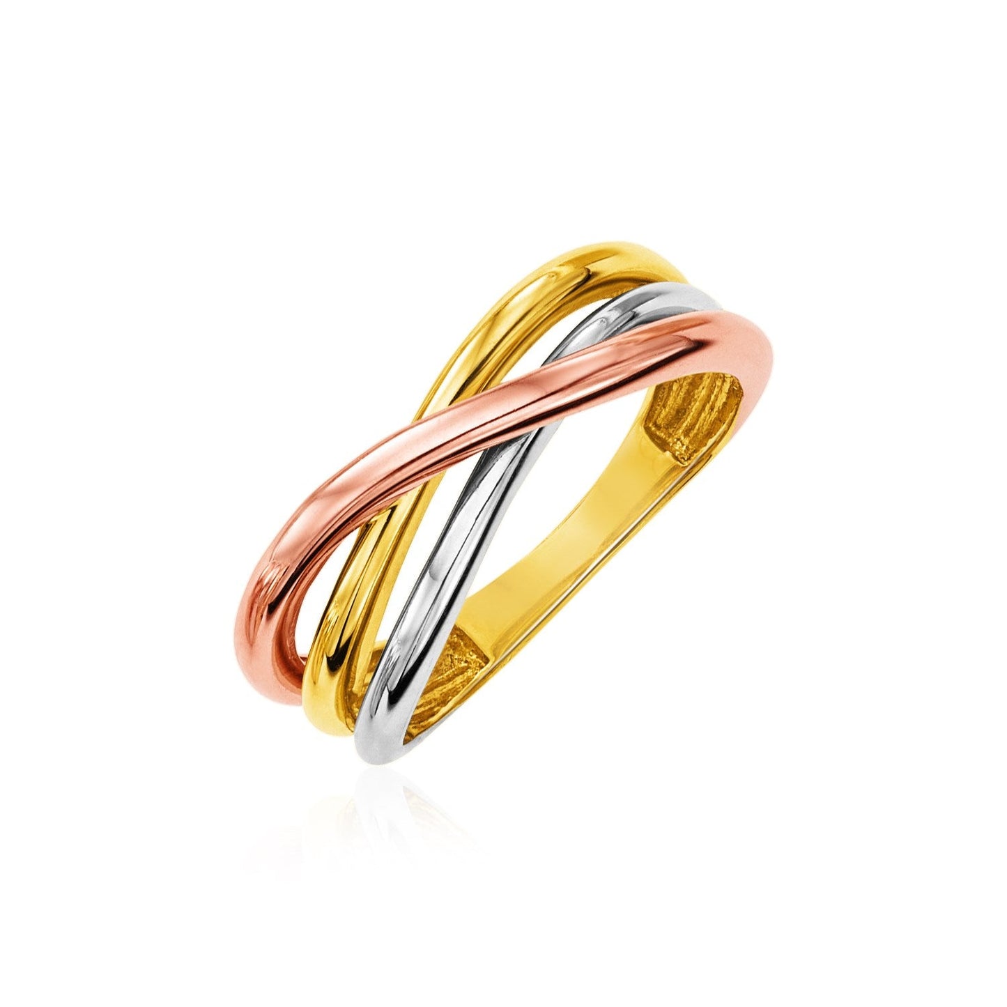 14k Tri Color Gold Twist Style Ring-0