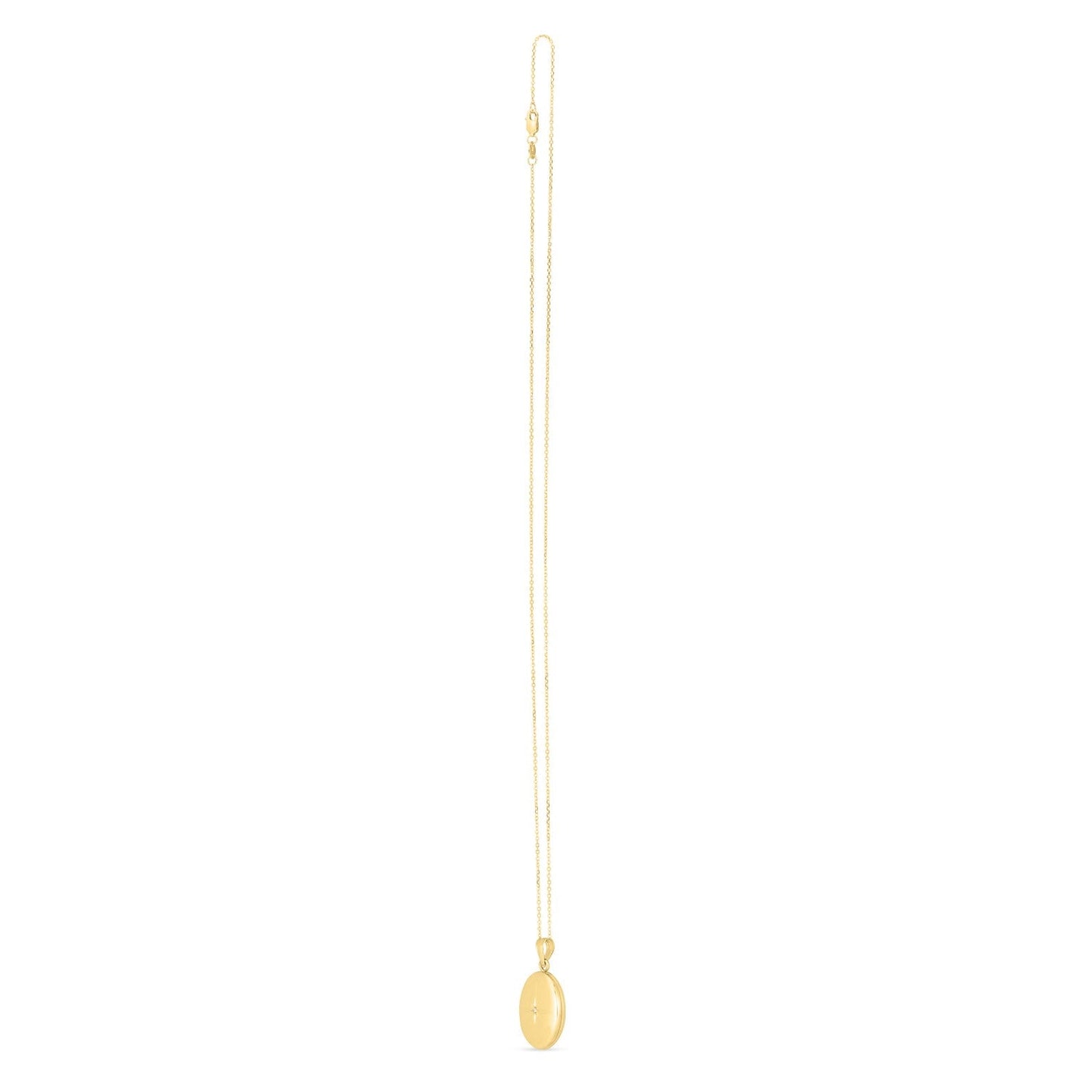 14k Yellow Gold Oval North Star Locket Necklace-1