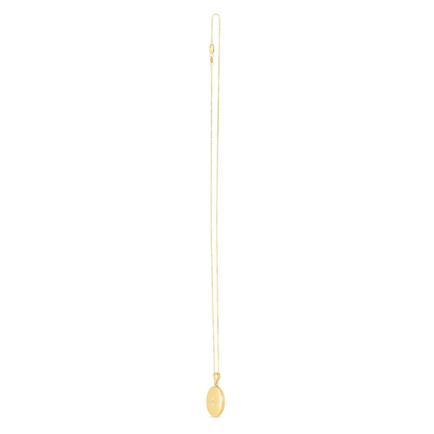 14k Yellow Gold Oval North Star Locket Necklace-1