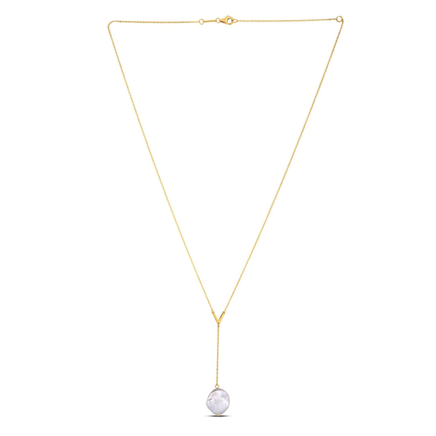 14k Yellow Gold Tesoro Pearl Lariat Necklace-0