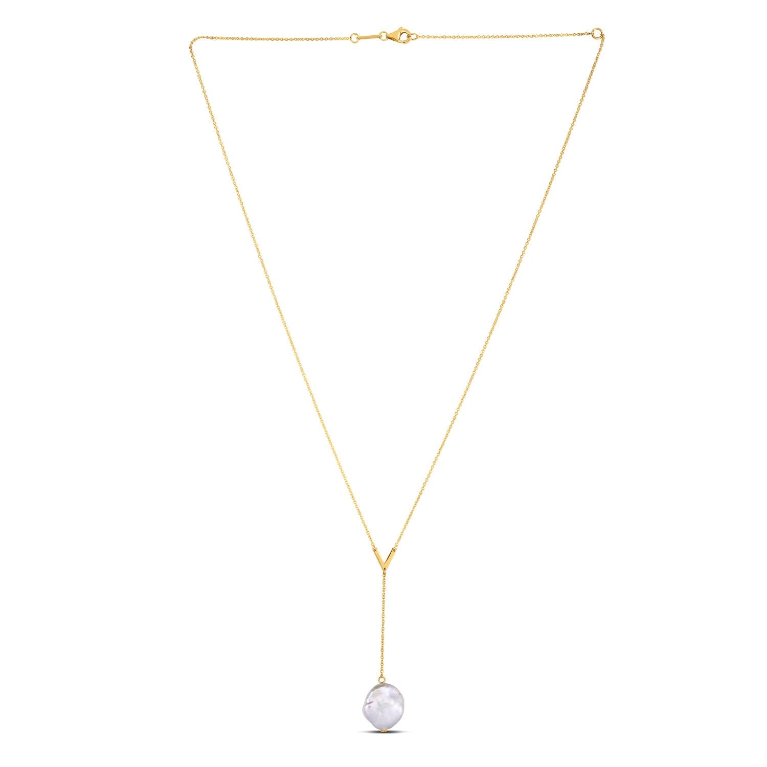 14k Yellow Gold Tesoro Pearl Lariat Necklace-0