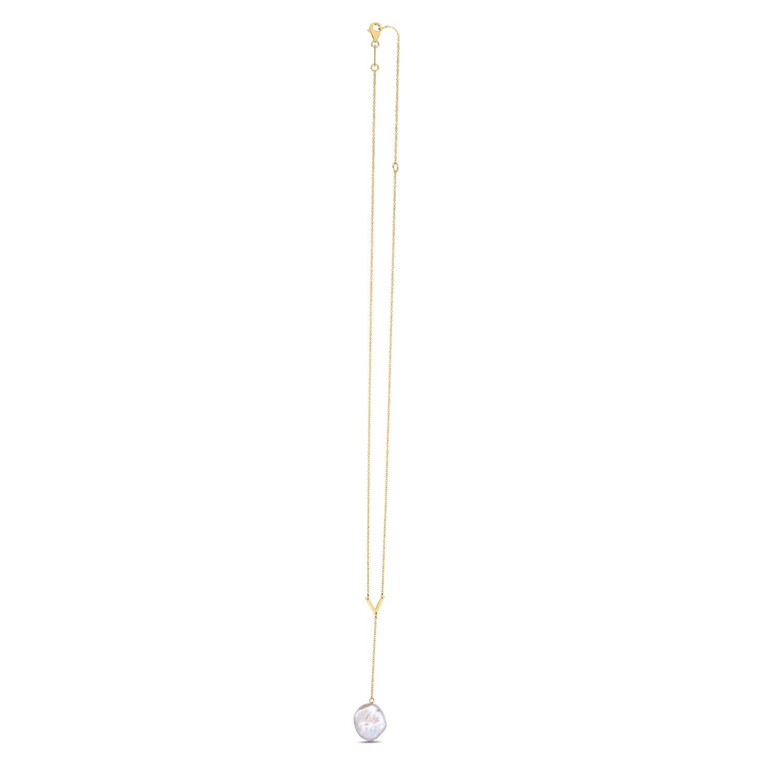 14k Yellow Gold Tesoro Pearl Lariat Necklace-2