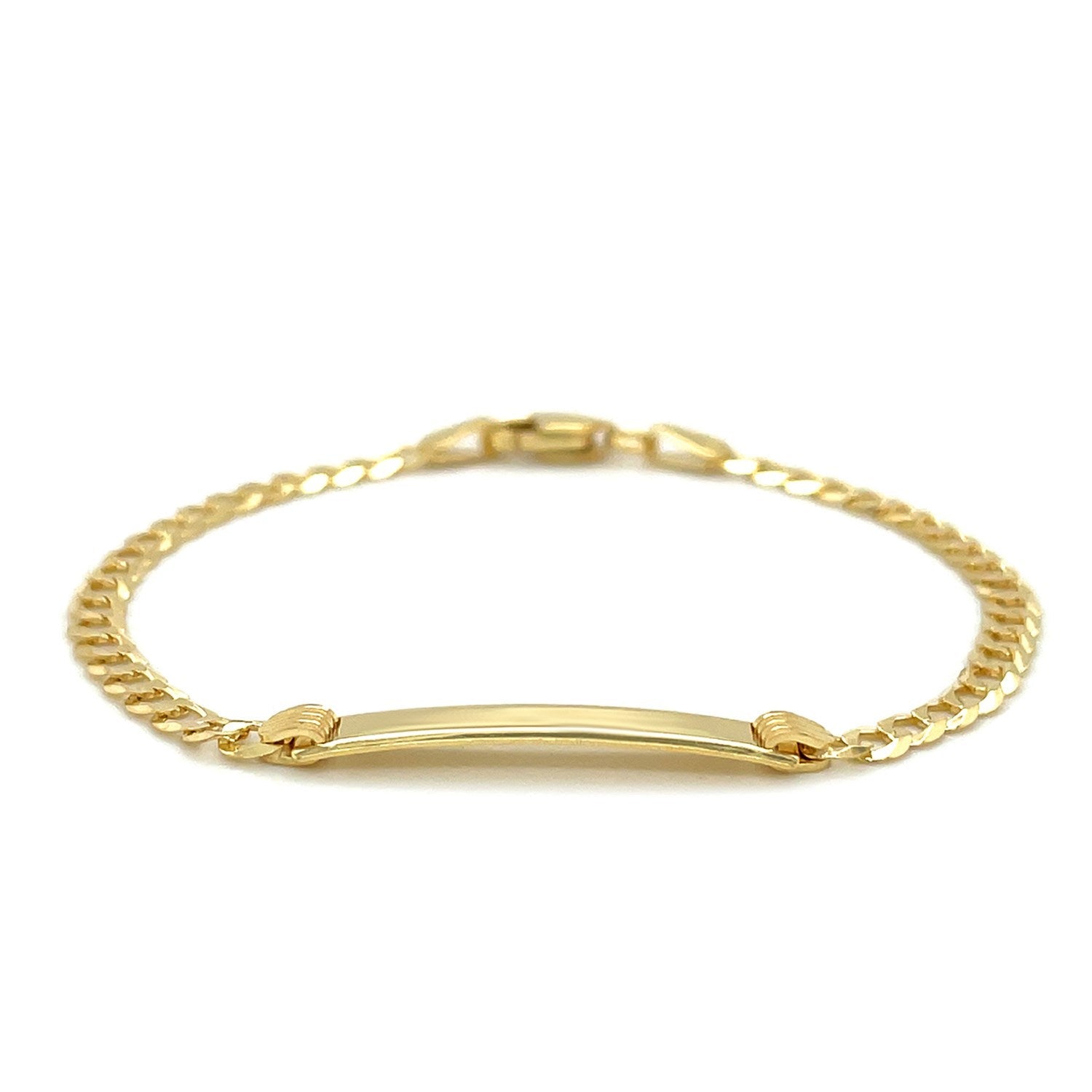 14k Yellow Gold Curb Link Style Children's ID Bracelet-1