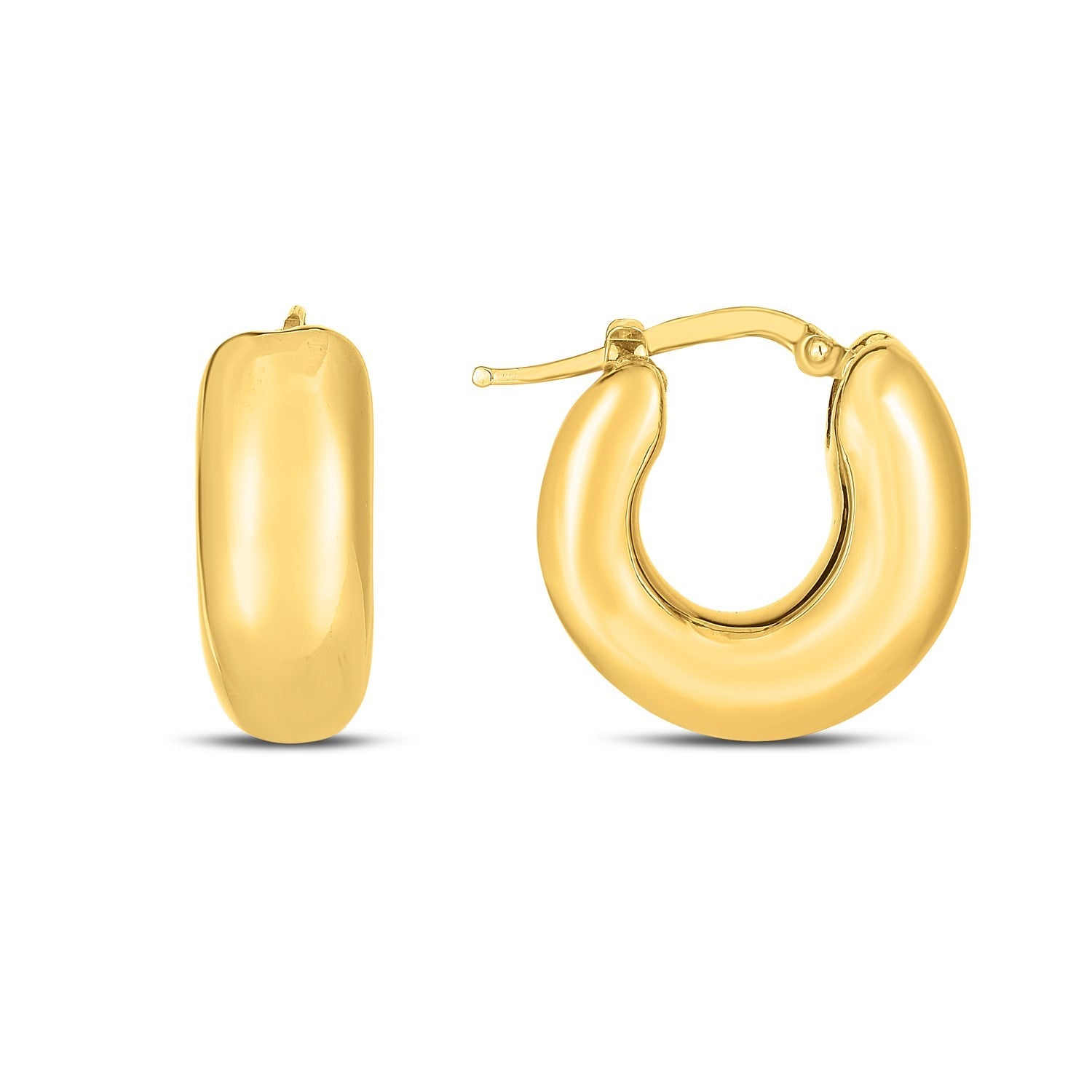 14k Yellow Gold Small Puffy Hoops-0