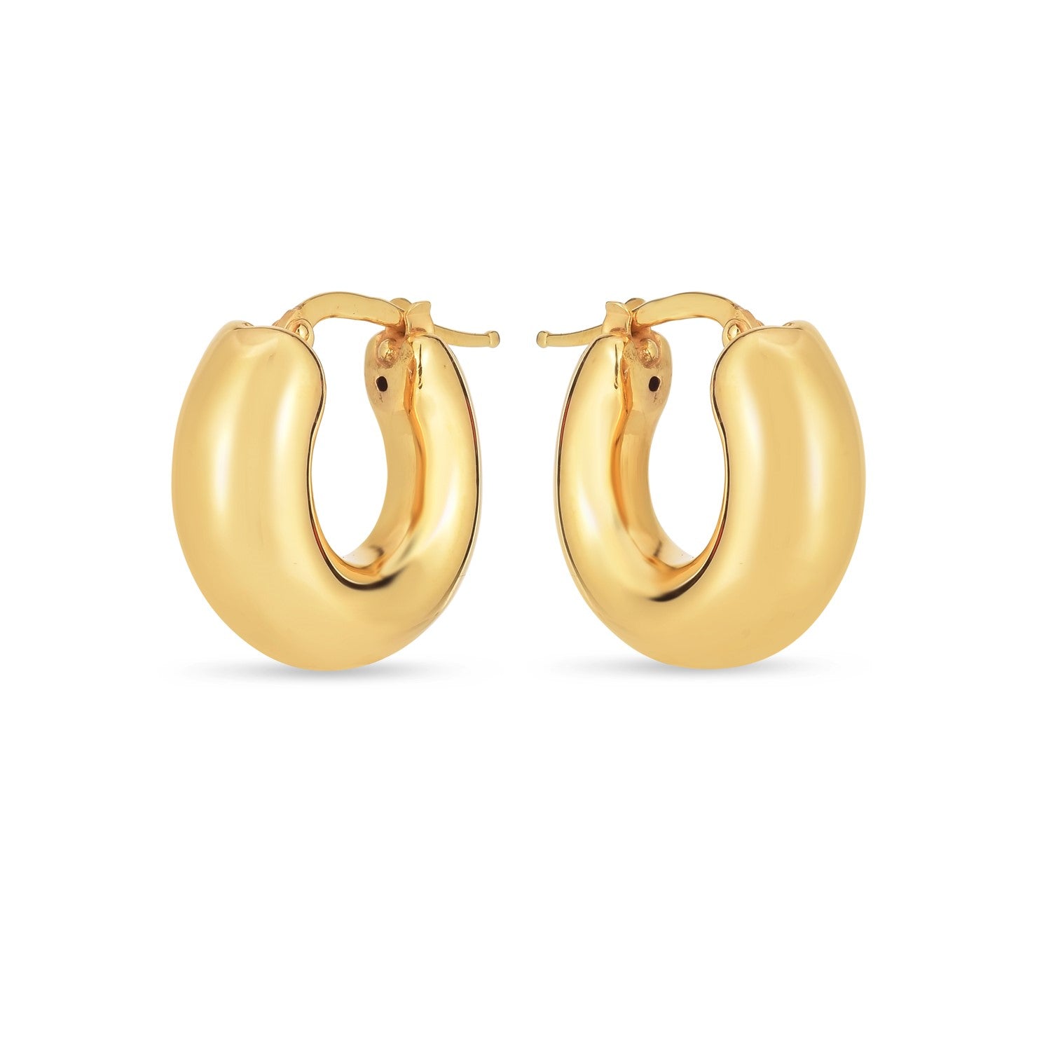 14k Yellow Gold Small Puffy Hoops-1