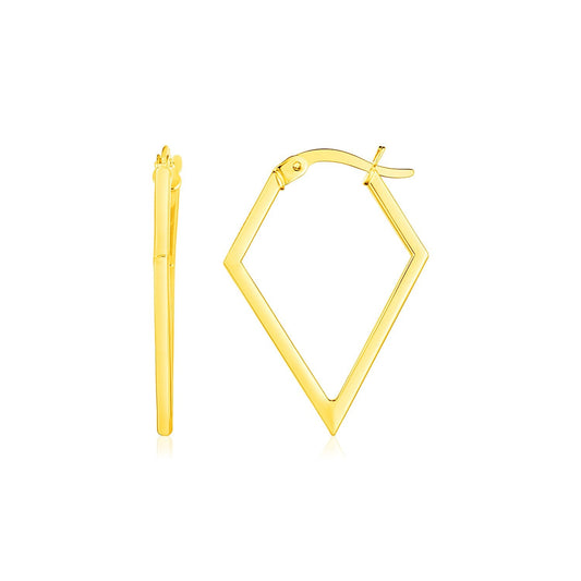 14K Yellow Gold Diamond Motif Hoop Earrings-0