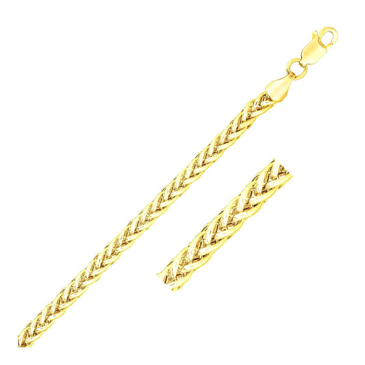 3.3mm 14k Yellow Gold Light Weight Wheat Bracelet-0