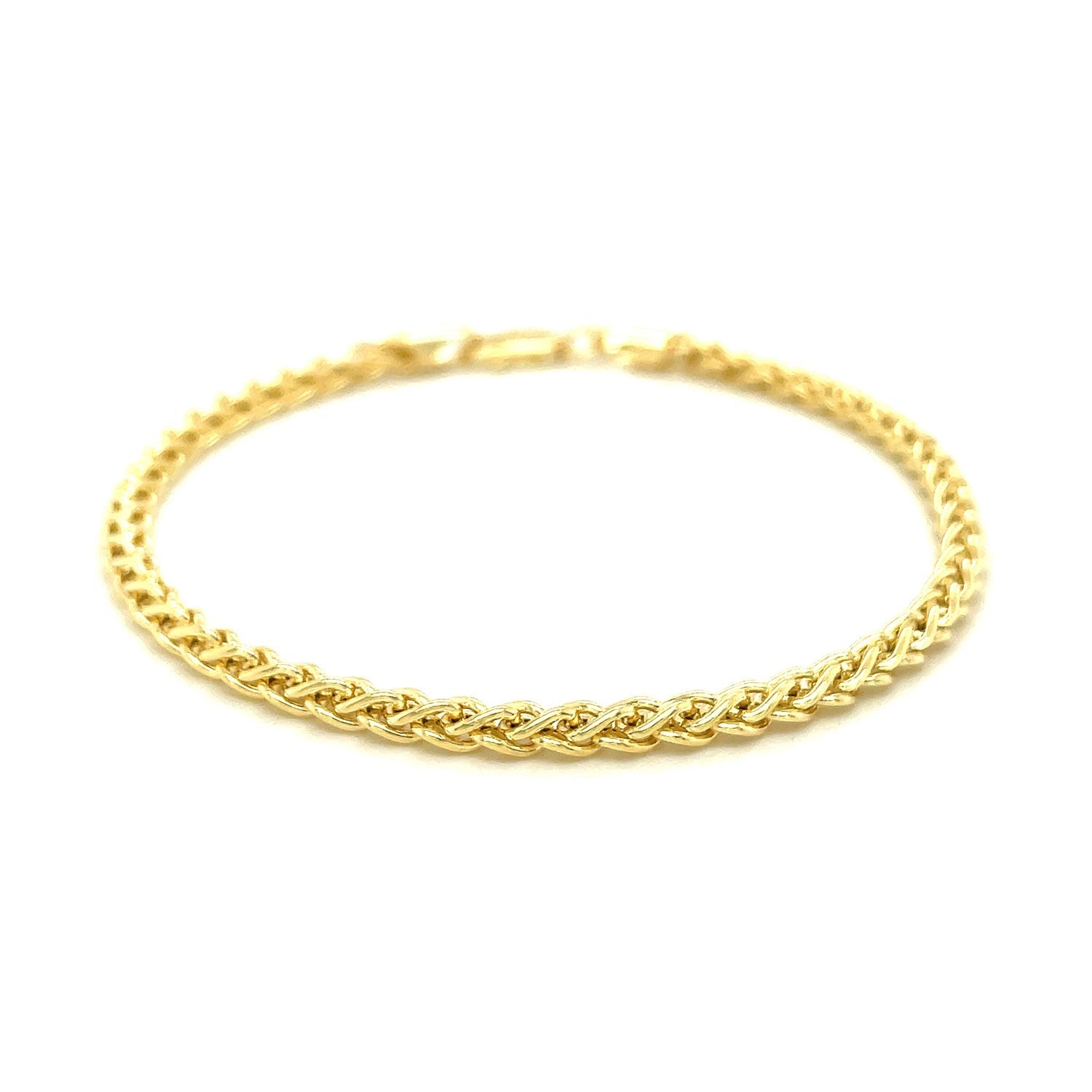 3.3mm 14k Yellow Gold Light Weight Wheat Bracelet-1