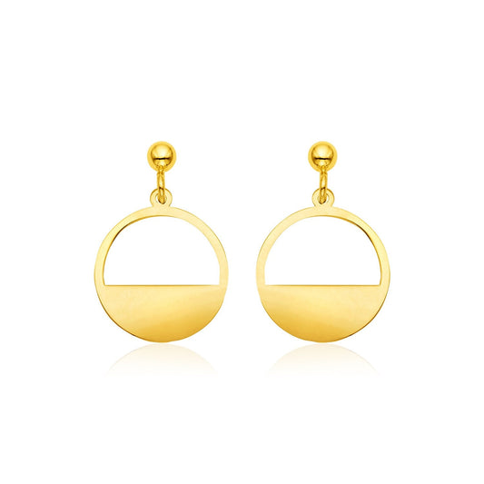 14k Yellow Gold Half Open Circle Earrings-0