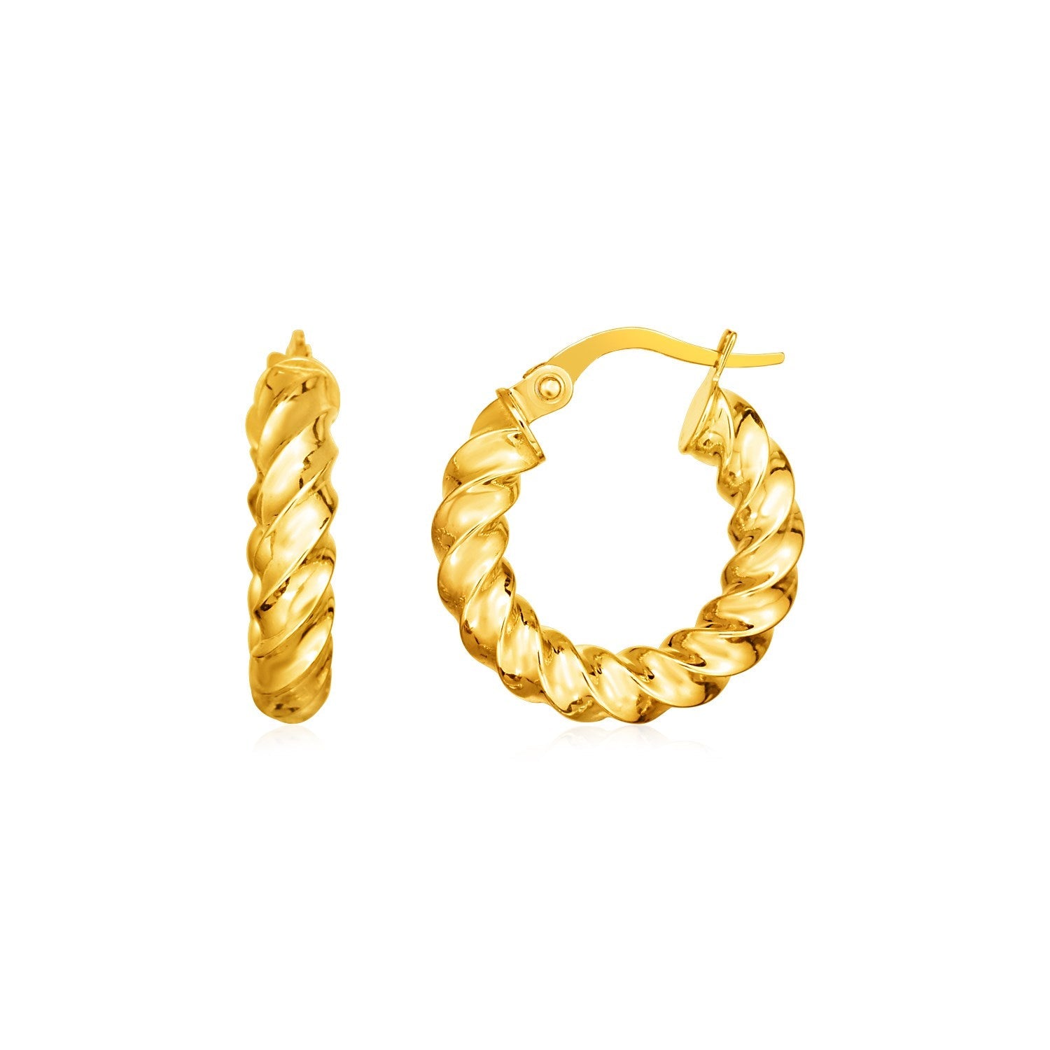 14k Yellow Gold Polished Twisted Hoop Earrings-0