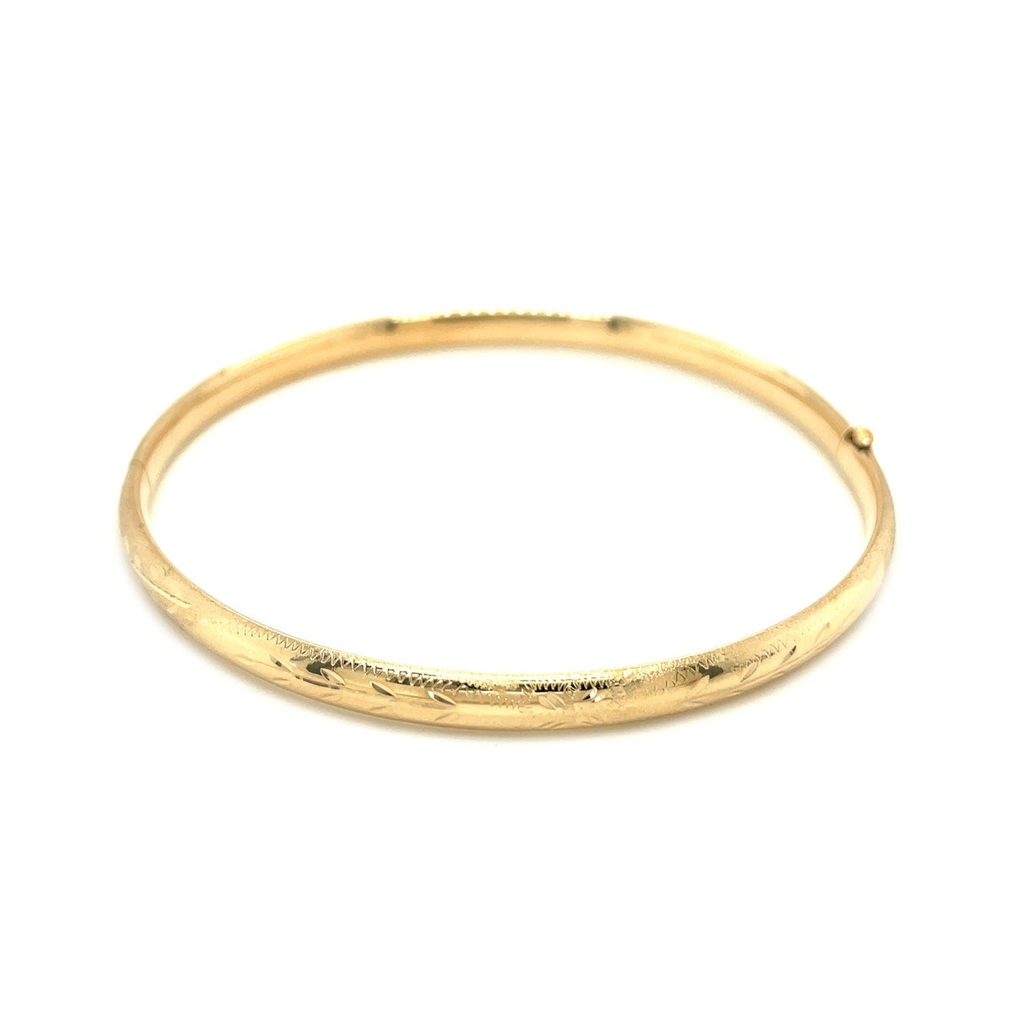 14k Yellow Gold Dome Florentine Design Bangle-1