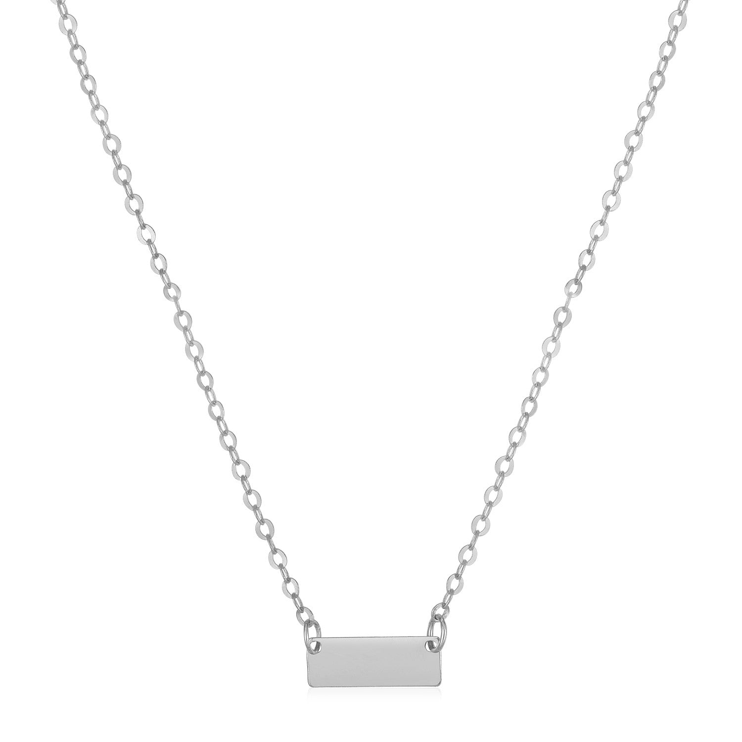 14k White Gold Polished Mini Bar Necklace-0
